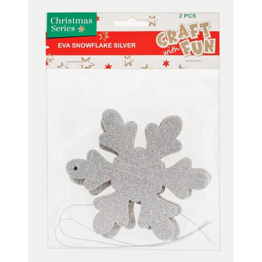 DECORATIVE FOAM BN EVA SNOWFLAKE SILVER PENDANT CRAFT WITH FUN 438600